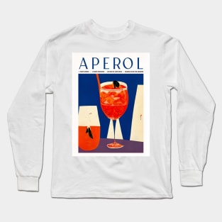 Retro Aperol Spritz Poster 1960s Homebar, Kitchen Bar Prints, Vintage Drinks, Recipe, Wall Art Long Sleeve T-Shirt